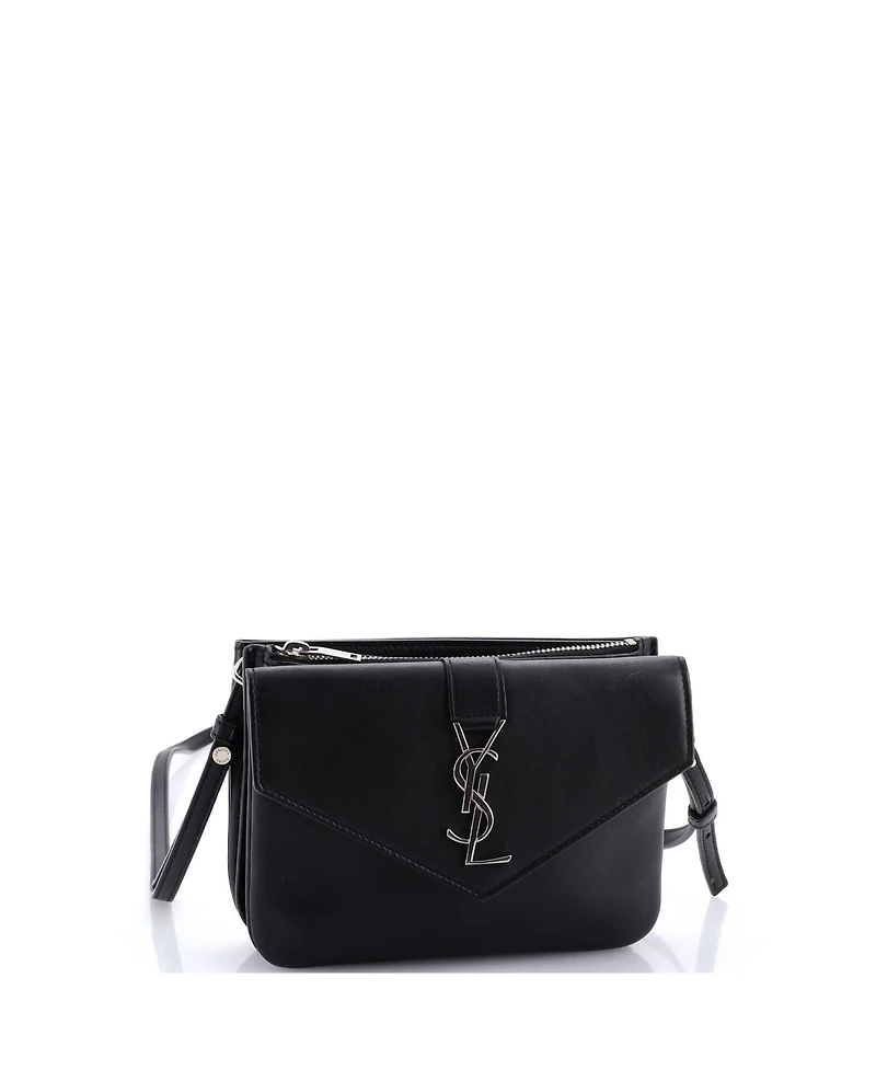 Pre-Owned Saint Laurent Classic Monogram Tri-Pocket Crossbody Bag Leather