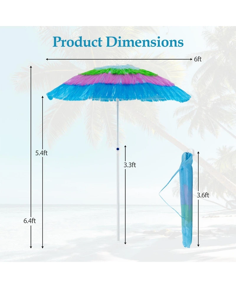 Sugift Thatched Patio Beach Umbrella with Push Button Tilt and Carrying Bag