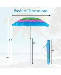 Sugift Thatched Patio Beach Umbrella with Push Button Tilt and Carrying Bag