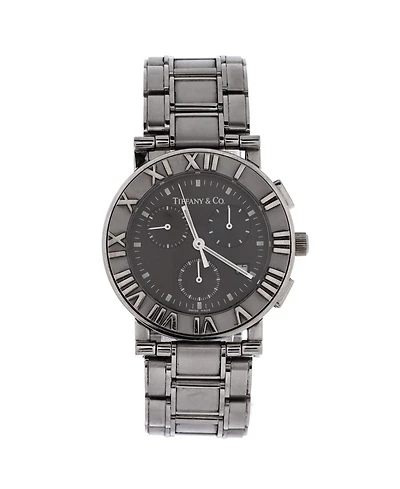 Pre-Owned Tiffany & Co Atlas Date Chronograph Quartz Watch in Stainless Steel 35mm