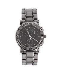 Pre-Owned Tiffany & Co Atlas Date Chronograph Quartz Watch in Stainless Steel 35mm