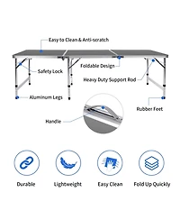 Piscifun Camping Folding Table Portable Picnic Aluminum Adjustable Height Outdoor Bbq
