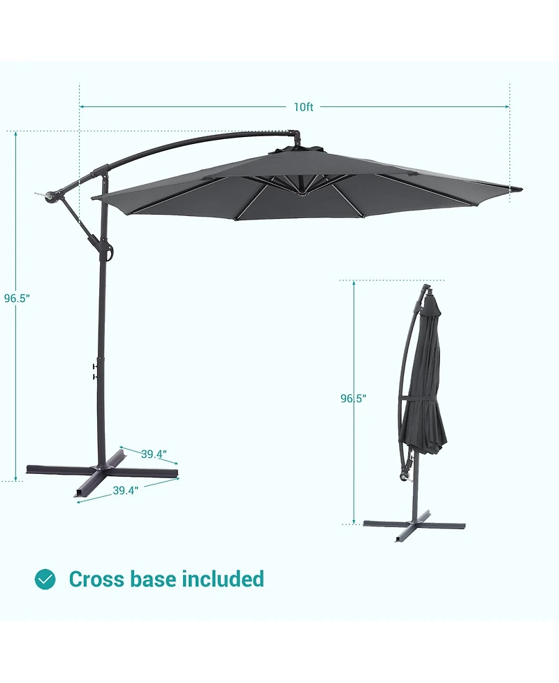 Sonkuki 10feet Patio Offset Umbrella Outdoor Hanging Umbrellas with Steel Frame and Angle Adjustment