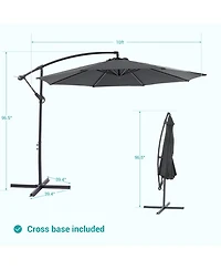 Sonkuki 10feet Patio Offset Umbrella Outdoor Hanging Umbrellas with Steel Frame and Angle Adjustment