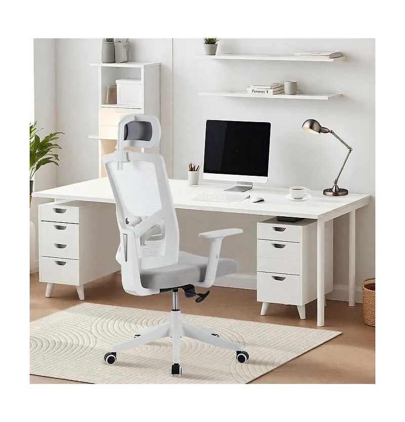 homfan Ergonomic Mesh Office Chair with Lumbar Support, Headrest, Flip-Up Arms, 350lb Capacity