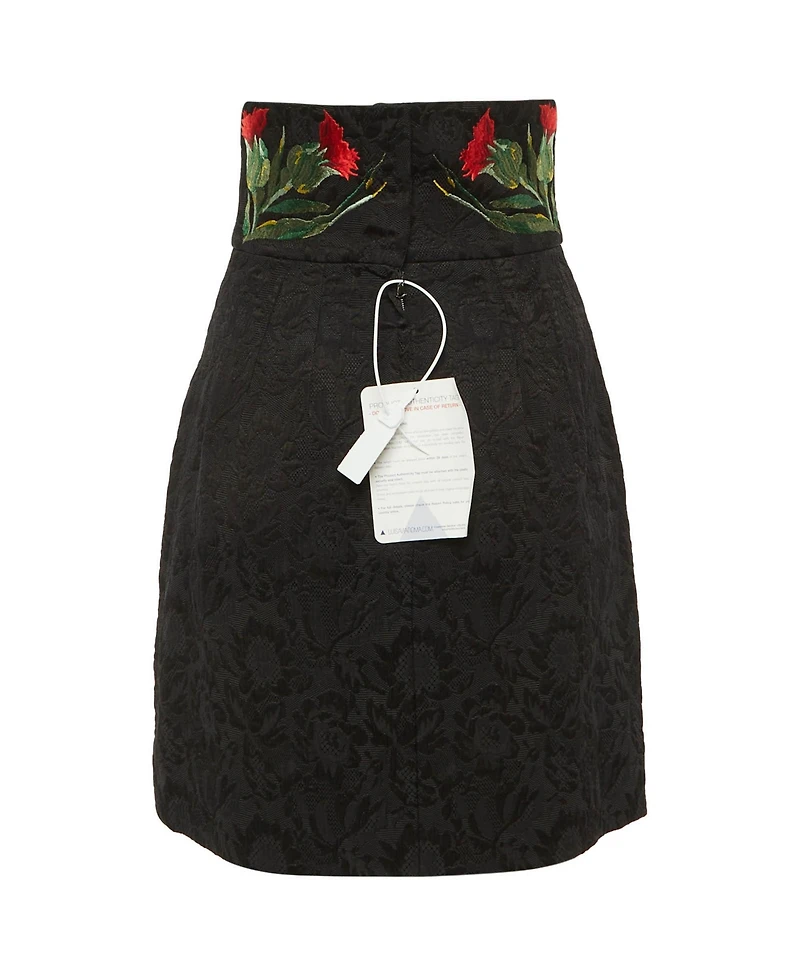 Pre-Owned Dolce & Gabbana Women's Floral Embroidered Cotton Blend Short Skirt