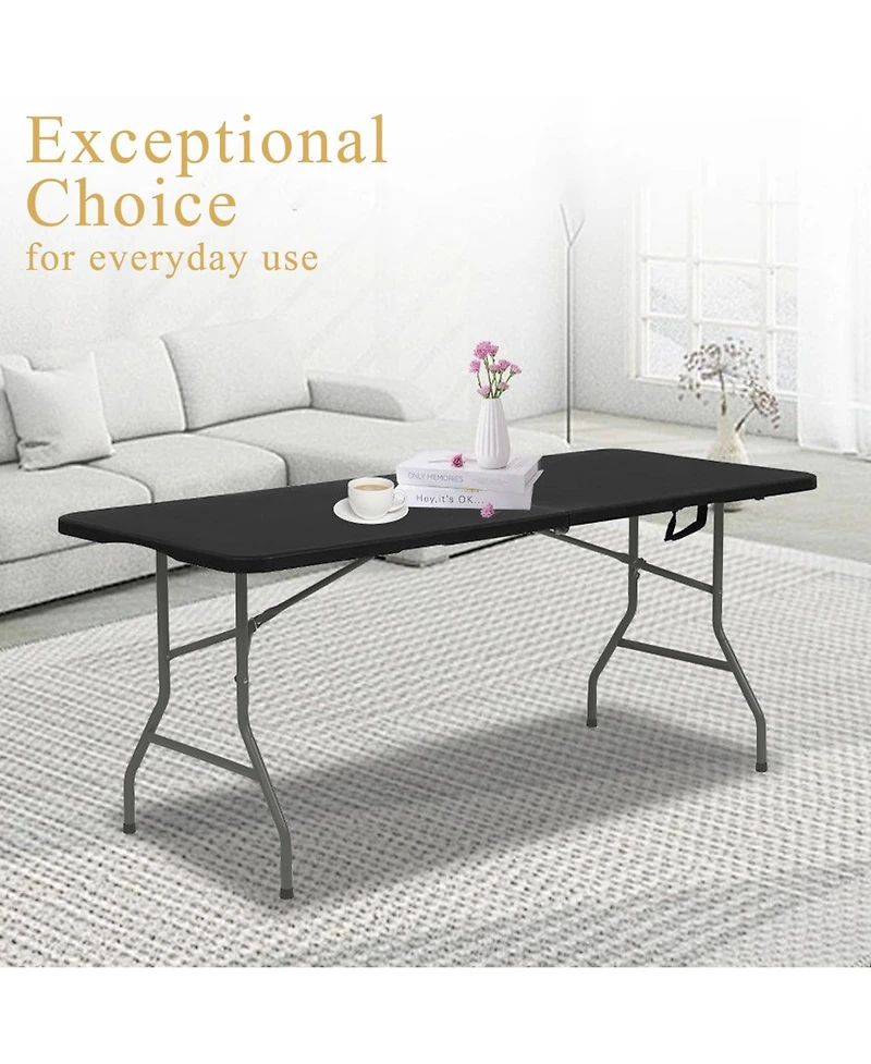 Piscifun Set Of 2 Folding Tables Carrying Handle Lightweight Portable Plastic Camping Steel Indoor Outdoor Party Dining Wedding Events Picnic