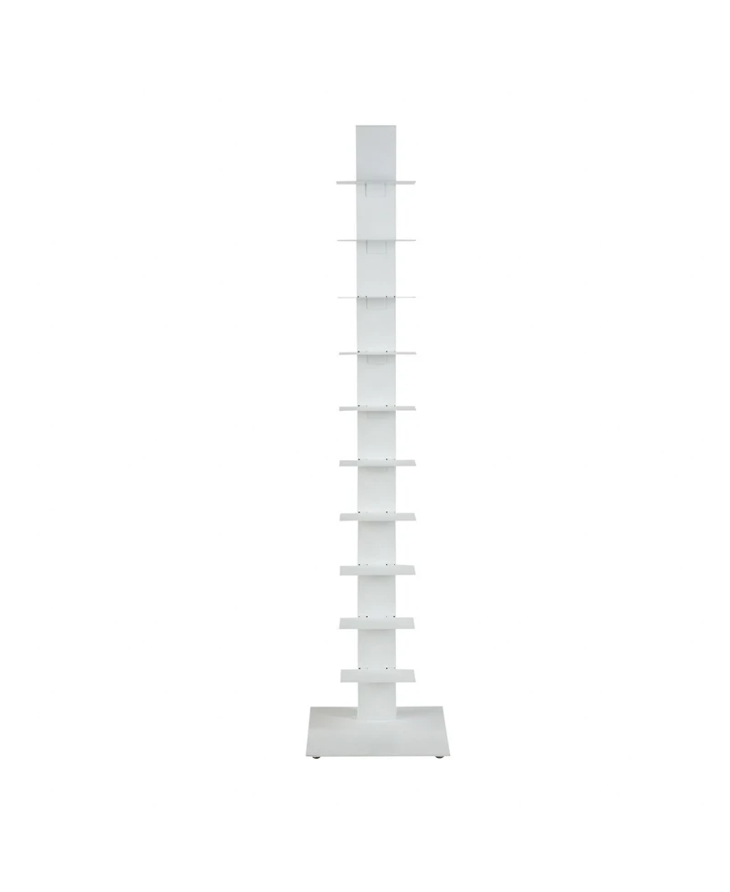 HomeRoots 60" Metal Ten Shelf Modern Tower Bookcase