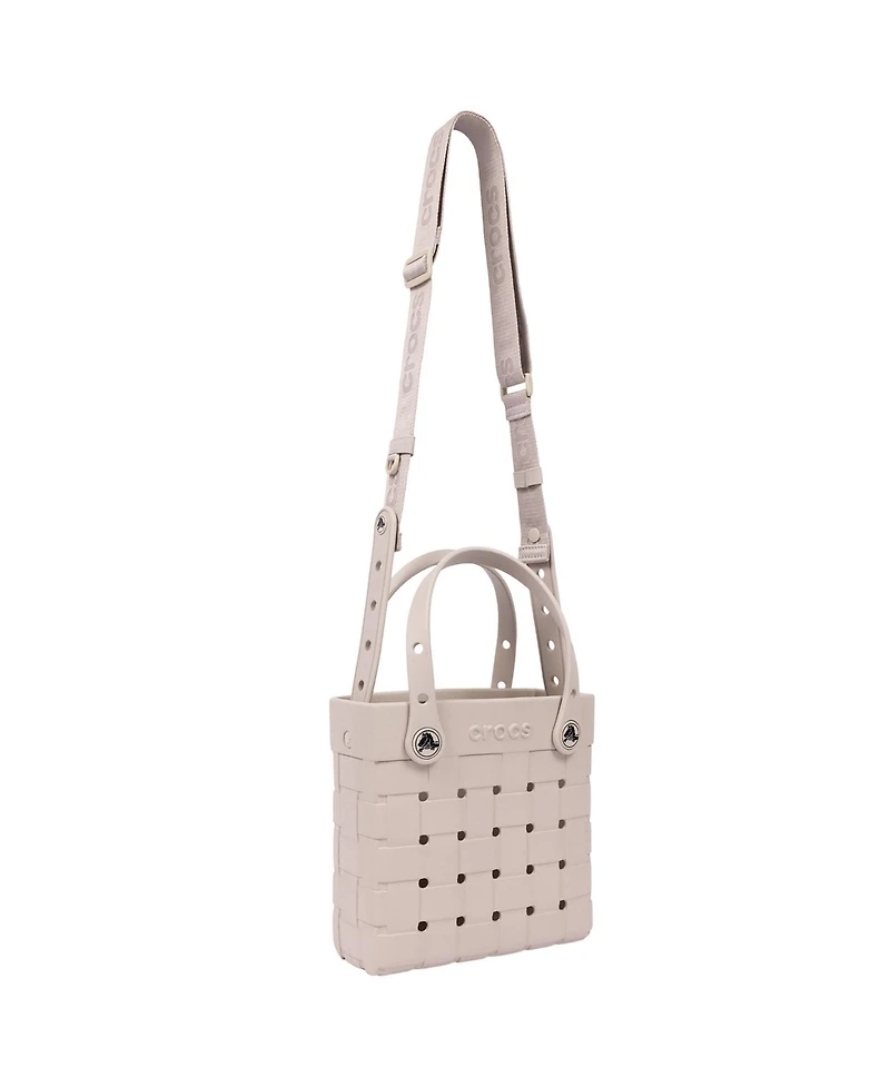 Crocs Women's Woven Style Crossbody Tote with Top Handles and Removeable Strap