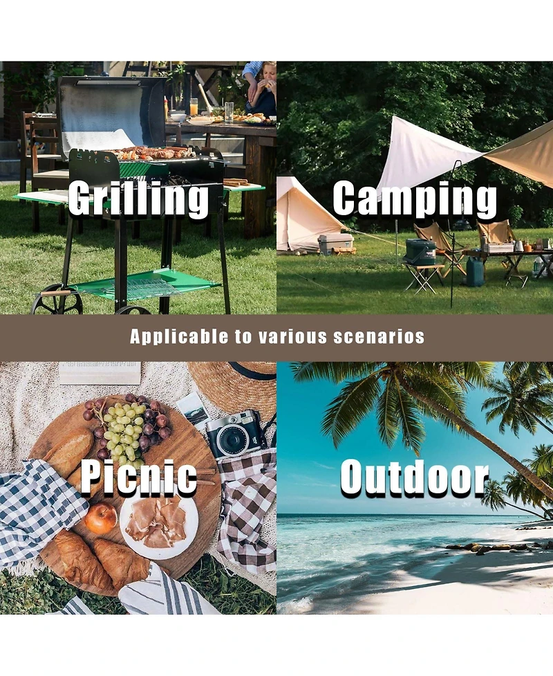 Piscifun Folding Table 4ft Heavy Duty Plastic Indoor Outdoor Portable Square Card Picnic Party Camping Handle