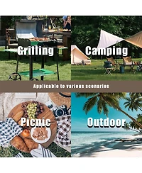 Piscifun Folding Table 4ft Heavy Duty Plastic Indoor Outdoor Portable Square Card Picnic Party Camping Handle