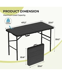 Piscifun Portable Folding Table Heavy Duty Wood Grain Anti Slip Rounded Edge Weather Resistant Quick Setup Indoor Outdoor Multipurpose