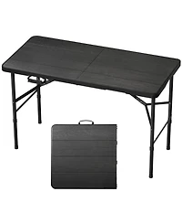 Piscifun Portable Folding Table Heavy Duty Wood Grain Anti Slip Rounded Edge Weather Resistant Quick Setup Indoor Outdoor Multipurpose