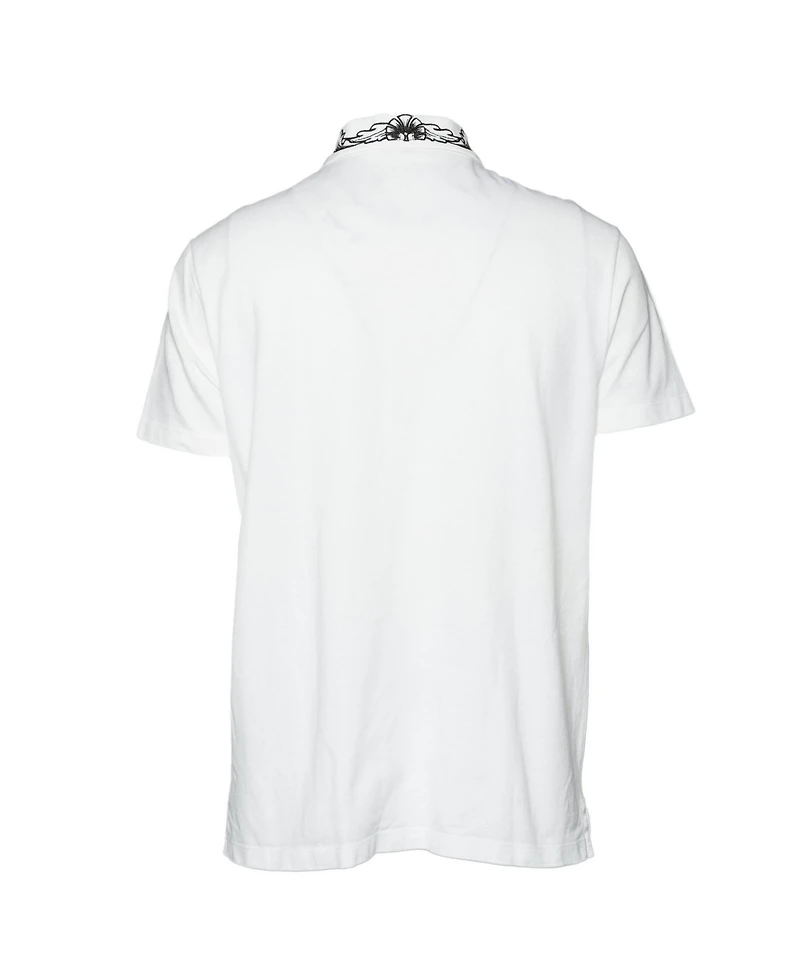 Pre-Owned Versace Men's Floral Embroidered Collar Pique Polo T-Shirt