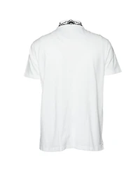 Pre-Owned Versace Men's Floral Embroidered Collar Pique Polo T-Shirt
