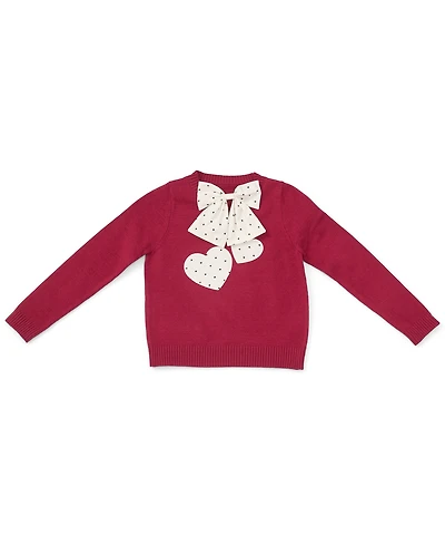 CeCe Girls' 4-16 Crewneck Sweater with Bow and Heart
