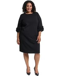 Jessica Howard Plus Ruffle Sleeve Jewel Neck Dress