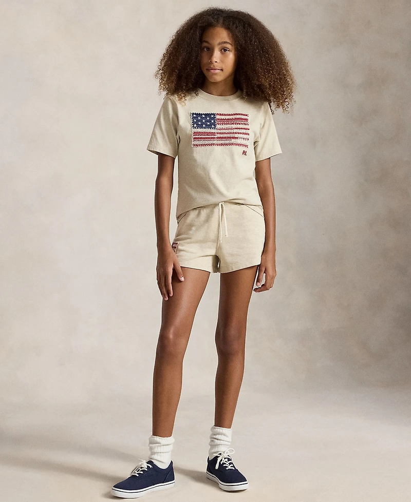 Polo Ralph Lauren Girls' 7-16 Flag Terry Pull-On Shorts