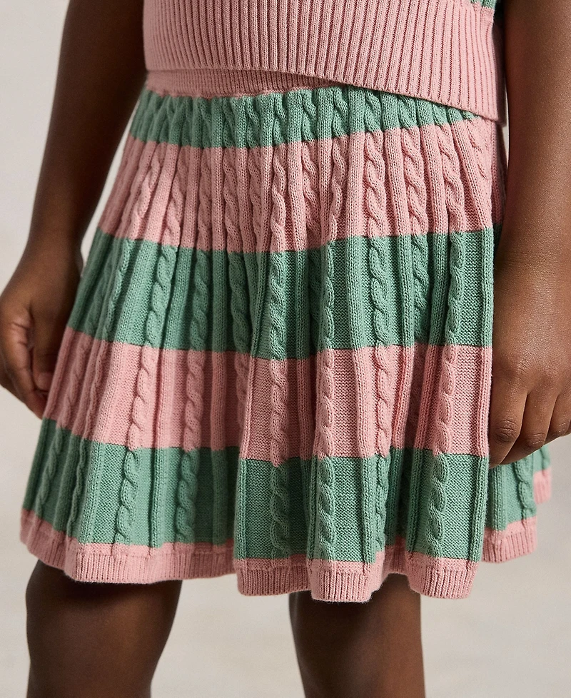 Polo Ralph Lauren Girls' 2T-6X Striped Short-Sleeve Sweater and Skirt, 2-Piece Set