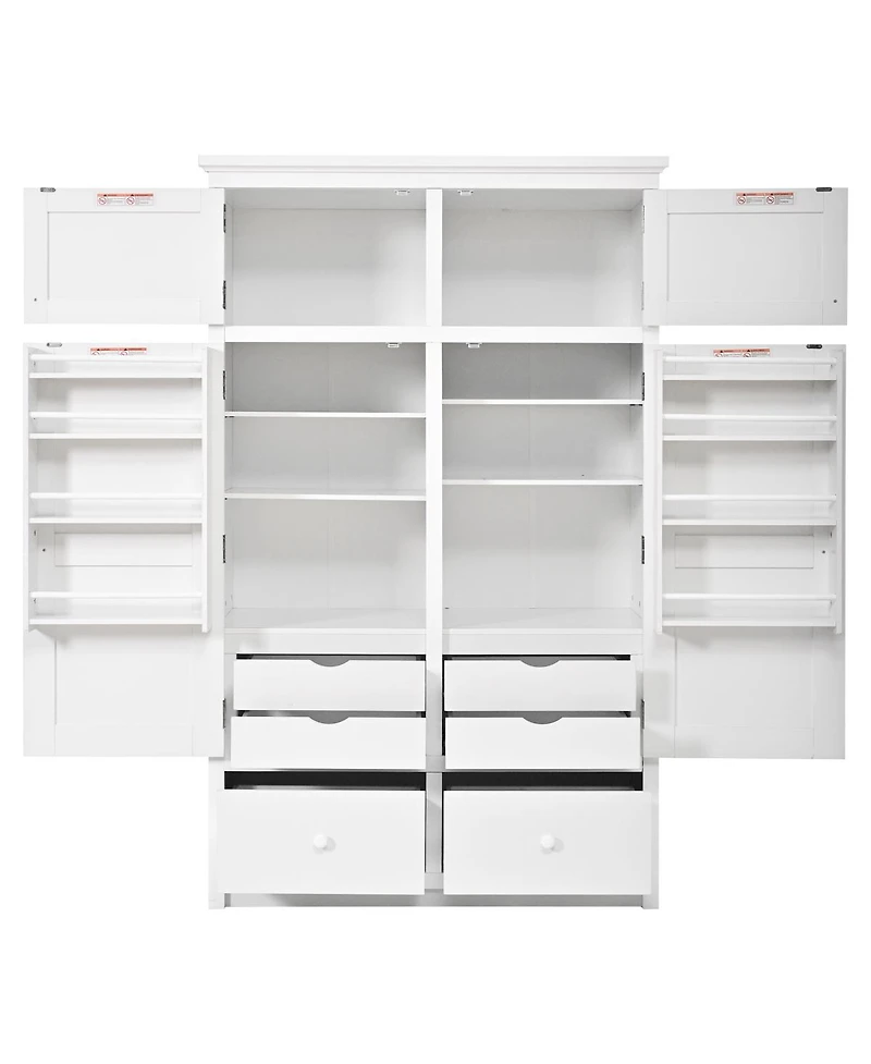 Streamdale Furniture Freestanding Kitchen Pantry Cabinet with 8 Door Shelves, 4 Trays and 6 Drawers