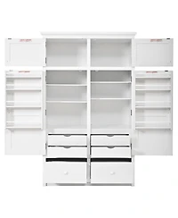 Streamdale Furniture Freestanding Kitchen Pantry Cabinet with 8 Door Shelves, 4 Trays and 6 Drawers