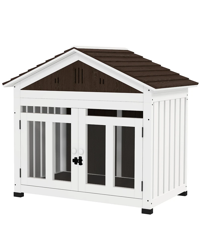 Ruie 40 in Wooden Dog House Outdoor Indoor with Air Vents and Floor