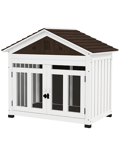 Ruie 40 in Wooden Dog House Outdoor Indoor with Air Vents and Floor
