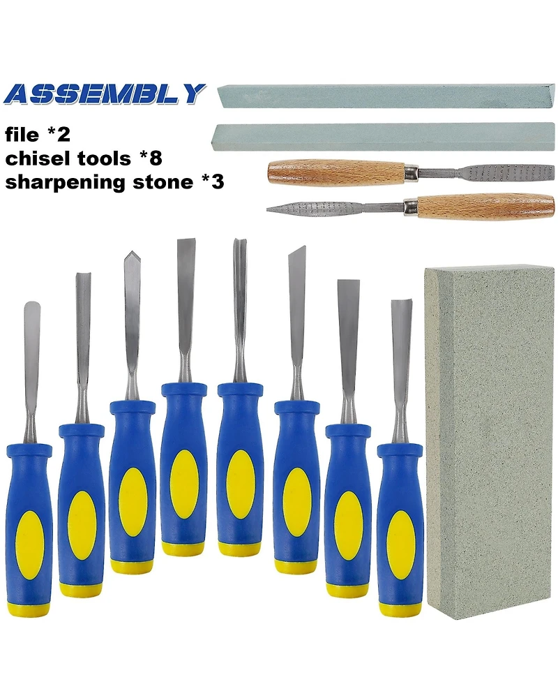 Xdovet Wood Chisel Set Carving Tools Canvas Bag Rasps Stones