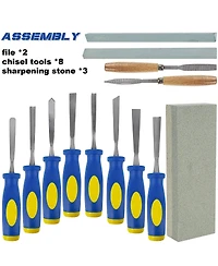 Xdovet Wood Chisel Set Carving Tools Canvas Bag Rasps Stones