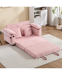 Streamdale Furniture 58" 3-in-1 Upholstered Convertible Futon Sofa Bed with Side Pockets