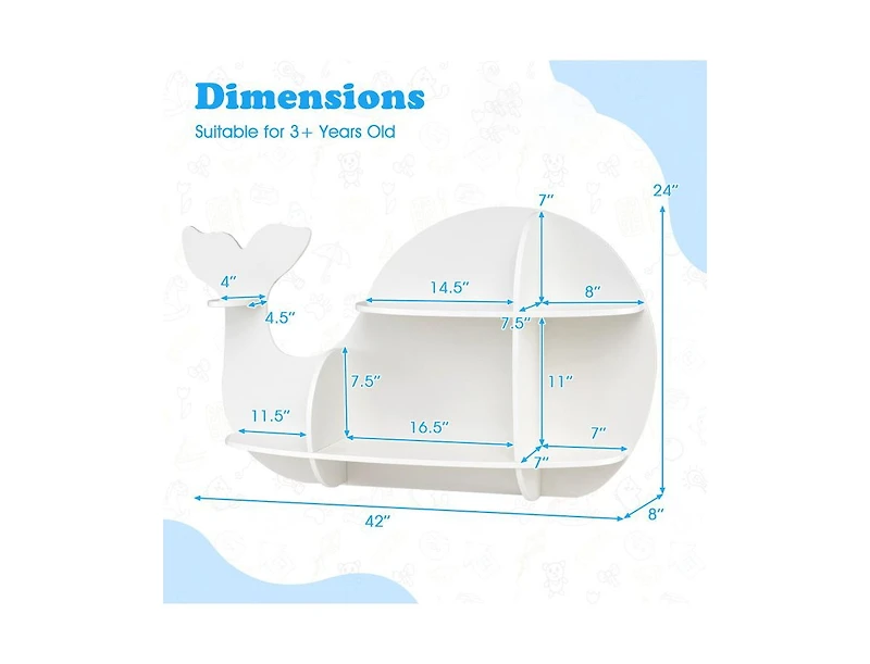 Slickblue Wall Mounted Floating Dolphin Shelves Storage Rack