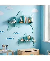 Slickblue 2 Pack Dolphin Floating Shelves Wall Mounted Storage Rack