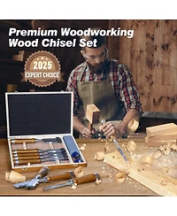 Xdovet Wood Chisel Set Woodworking Kit Steel Wooden Box Honing Guide Stone Carpenter Craftsman