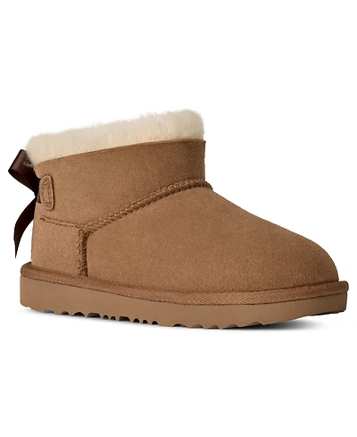 Ugg Kids Ultra Mini Bailey Bow Round Toe Booties