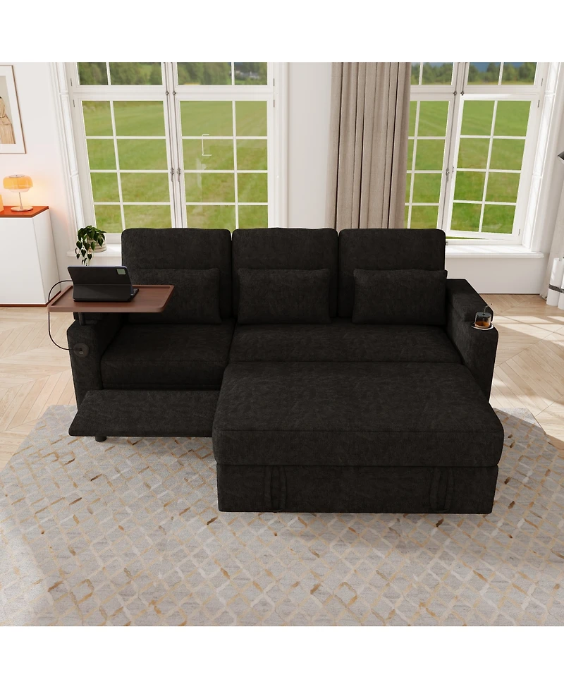 Streamdale Furniture 81" 3-in-1 Foldable Sofa Bed with Usb Ports