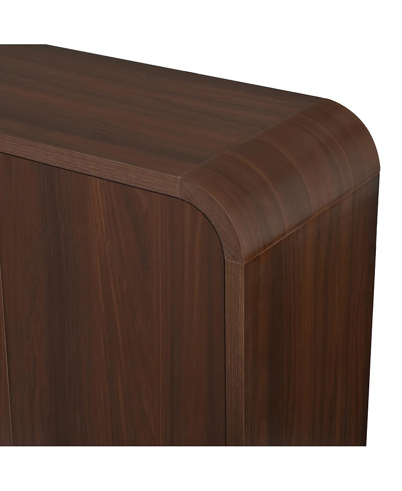 Streamdale Furniture Farmhouse Curved Edge Tv Stand for TVs up to 70", Walnut