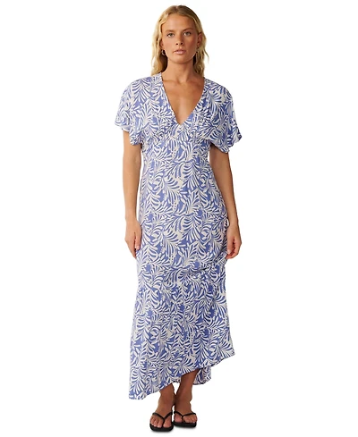 Rip Curl Women's Party Wave V-Neck Poplin Maxi Dress