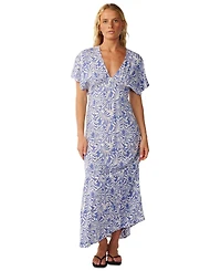 Rip Curl Women's Party Wave V-Neck Poplin Maxi Dress