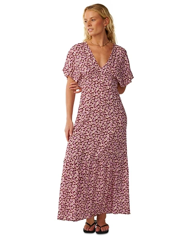 Rip Curl Women's Party Wave V-Neck Poplin Maxi Dress