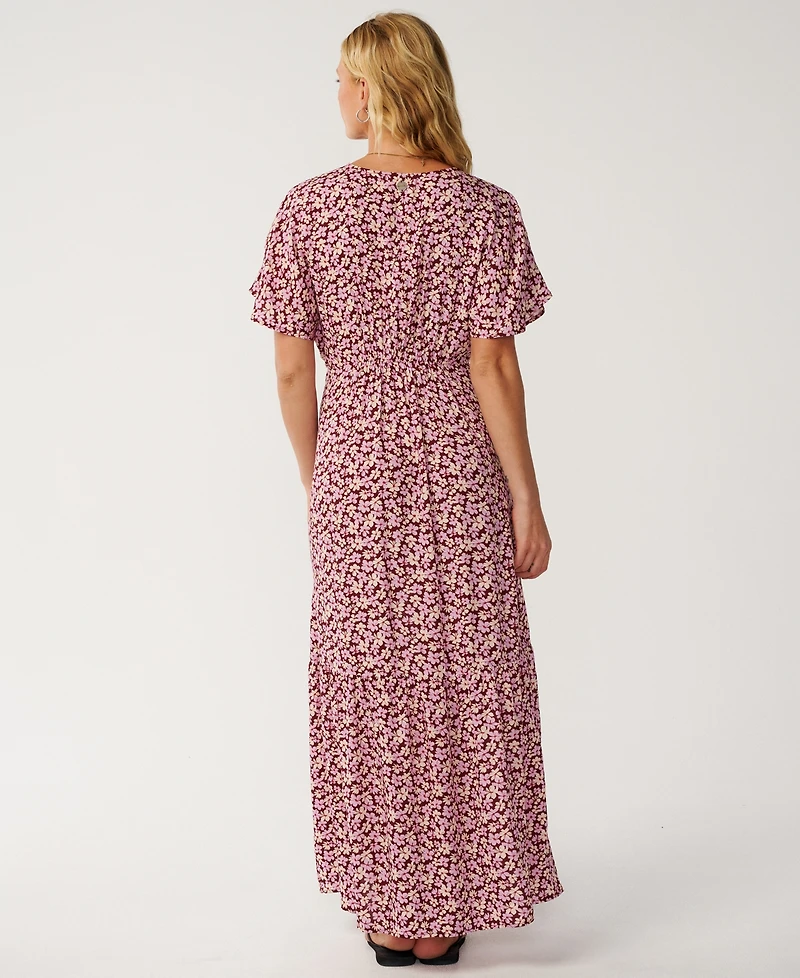 Rip Curl Women's Party Wave V-Neck Poplin Maxi Dress
