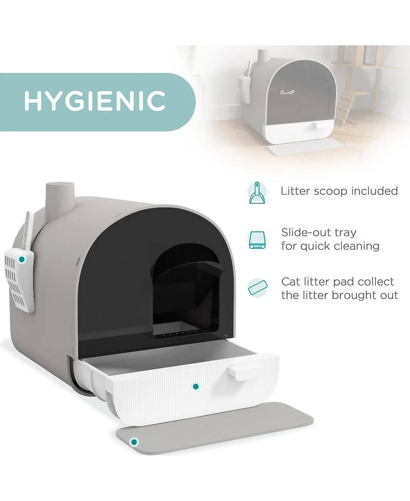 Enclosed Cat Litter Box with Lid Filter Scoop and Mat