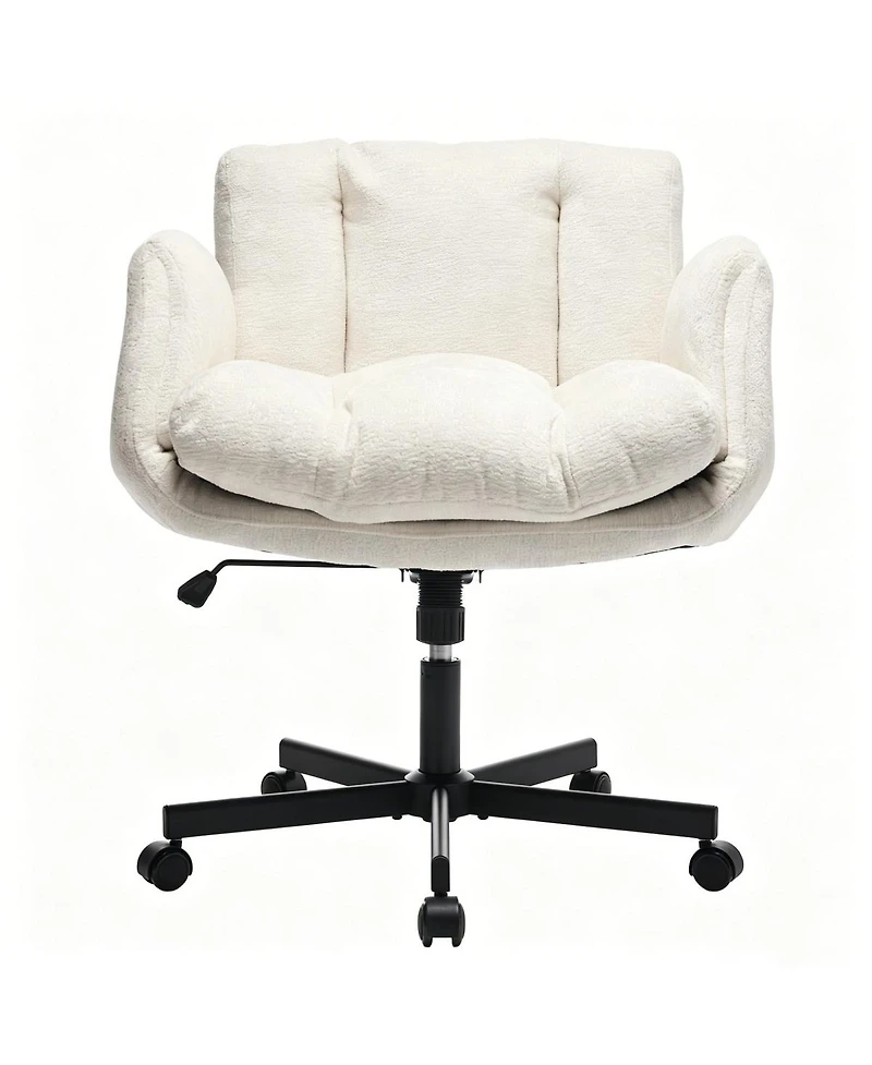 Streamdale Furniture Modern Chenille Swivel Office Chair with Adjustable Armrests