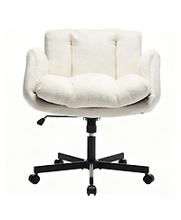 Streamdale Furniture Modern Chenille Swivel Office Chair with Adjustable Armrests