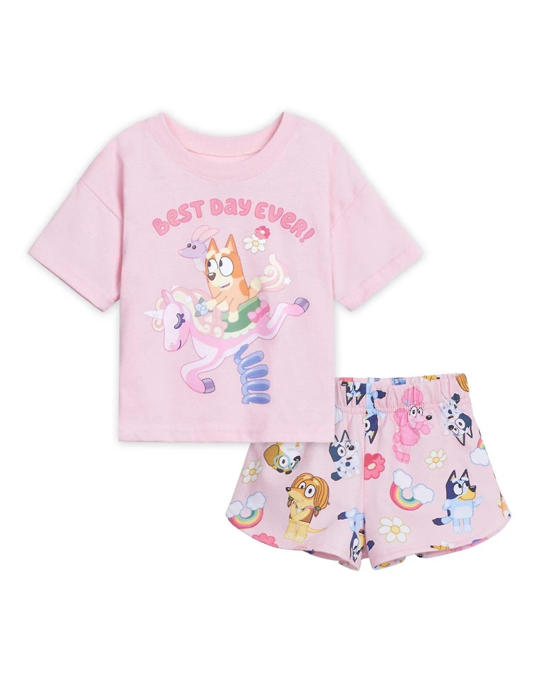 Bluey Girl's (2T-12) 2-Piece T-Shirt and Shorts Set