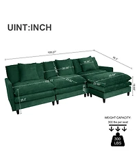 Streamdale Furniture =108-Inch L-Shaped Modular Chenille Fabric Sofa