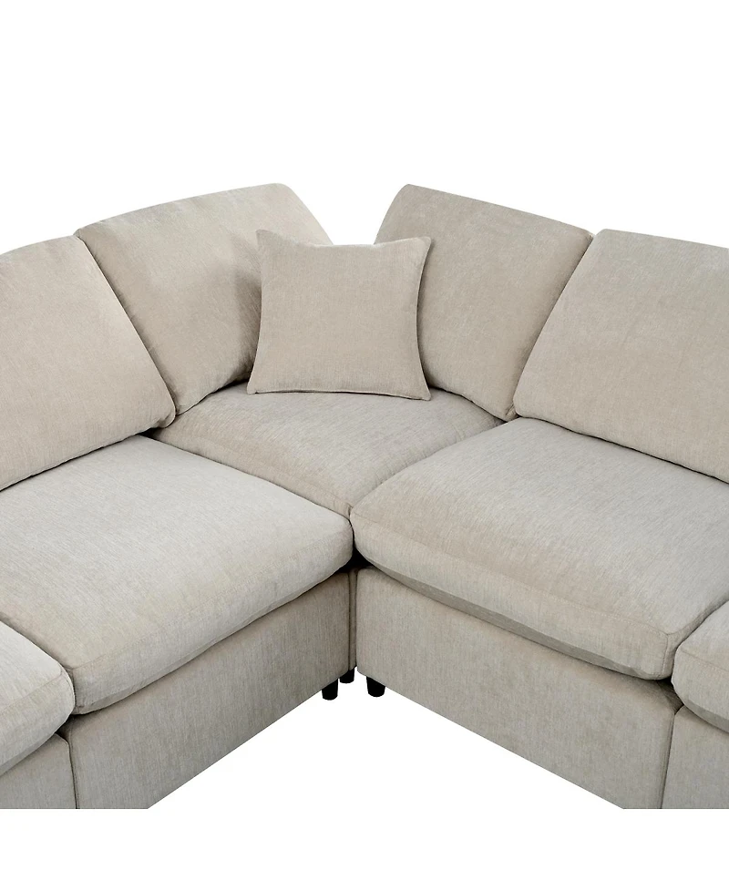 Streamdale Furniture 120.8" 7-Seater Modular L-Shape Sectional Sofa with Movable Ottoman