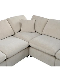 Streamdale Furniture 120.8" 7-Seater Modular L-Shape Sectional Sofa with Movable Ottoman