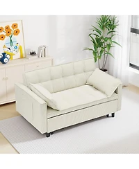 Streamdale Furniture 54.3" Corduroy Modular Sleeper Sofa with Pull Out Bed