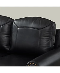 Streamdale Furniture 59" Classic Faux Leather Loveseat with Rolled Arms and Solid Wood Legs
