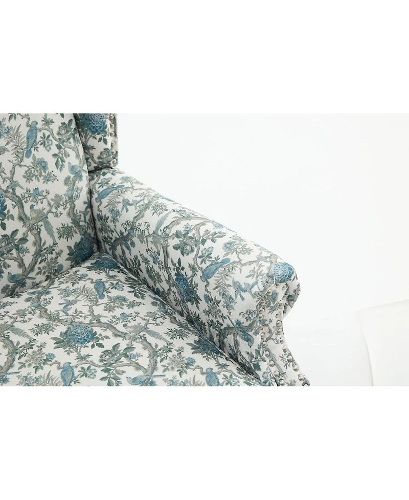 Streamdale Furniture Modern Floral Accent Chair with Retro Wood Legs